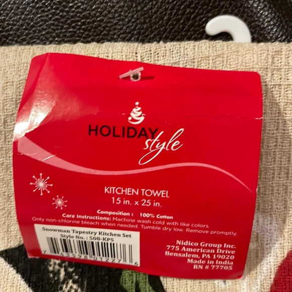 4~Pcs Holiday Snowman Peace Love Towel & Pot Holder & 1 Oven Mitt & Pot Holder - Picture 6 of 15